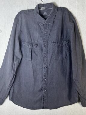 J Crew Baird McNutt Irish Linen Mens Black Military Grunge Utility Long Sleeve L